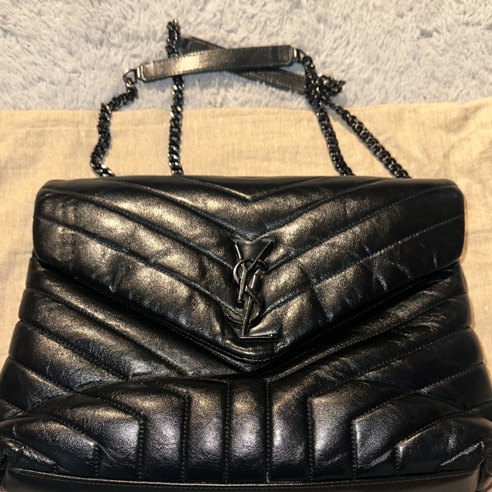 COPY - Yves Saint Laurent Black Chevron Quilted Shoulder Bag